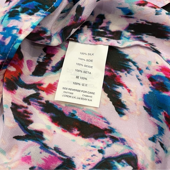 J Crew | 100% Silk Watercolor Racerback Camisole | Pink & Blue Multi | Size 12 - Picture 9 of 11